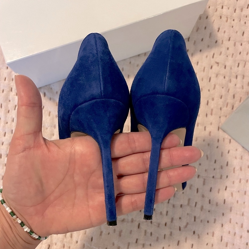 Manolo Blahnik cobalt blue suede BB 105 mm pumps size 38 - Picture 6 of 10